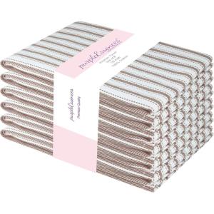 PurpleEssences Stripe Kitchen Towels – Set of 6, 18×28 Inch – 100% Cotton, Absorbent & Reusable Dish Towels with Hanging Loop French-Inspired Style – Spring Easter Summer – Pink(Nut Brown)