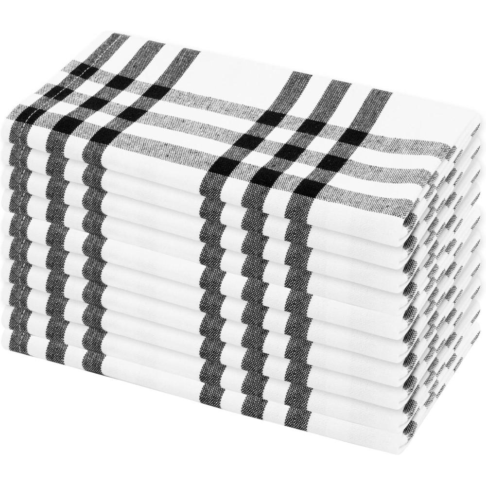 image:imagePurpleEssences Homestead Plaid Cloth Napkins  Mitered Corners  Spring Easter Summer  Check Dinner Napkin  Set of 12100 Cotton  18x18 Inch  Reusable Washable  Blue and WhiteHomestead Plaid BlackWhite