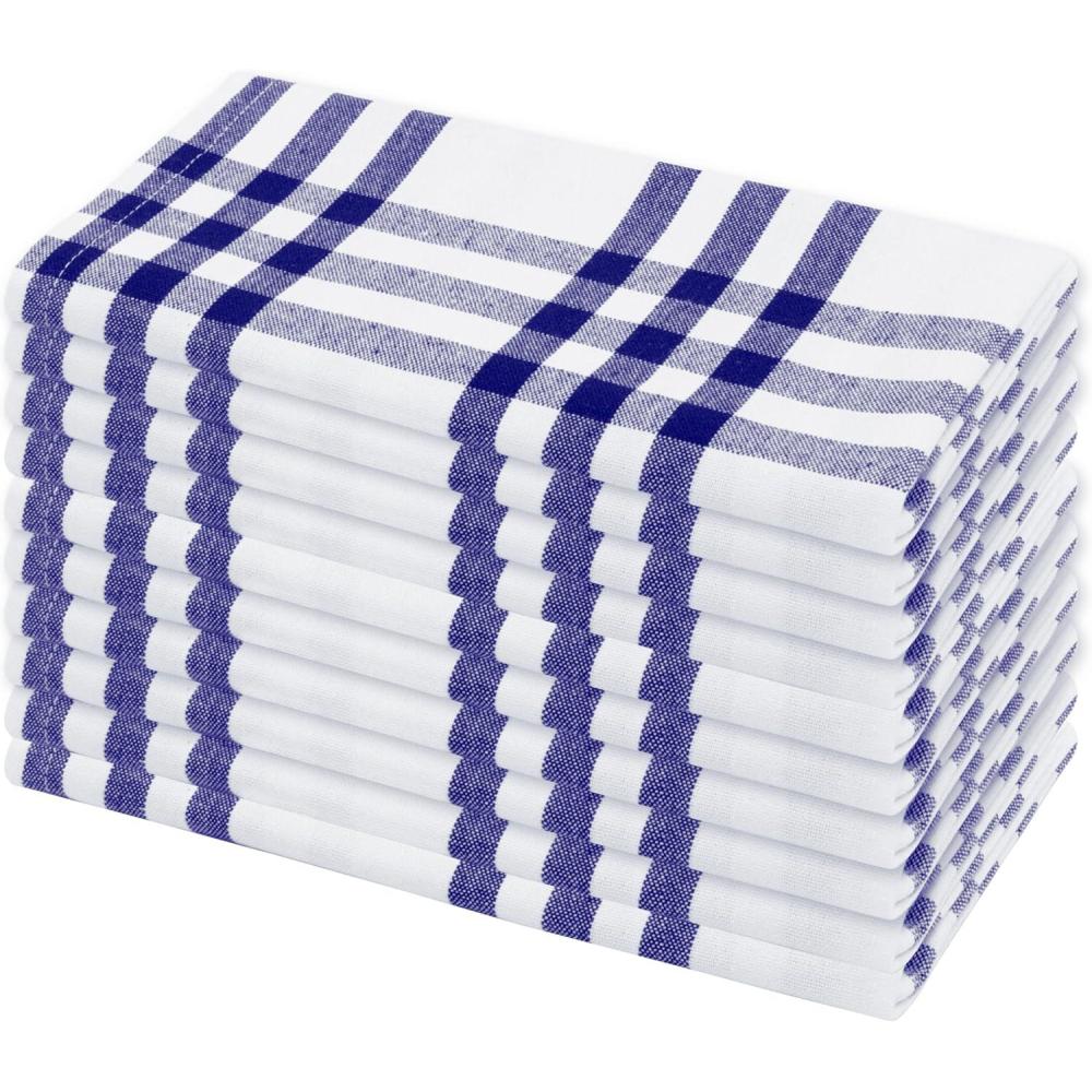 image:imagePurpleEssences Homestead Plaid Cloth Napkins  Mitered Corners  Spring Easter Summer  Check Dinner Napkin  Set of 12100 Cotton  18x18 Inch  Reusable Washable  Blue and WhiteHomestead Plaid BlueWhite