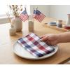 PurpleEssences Homestead Plaid Cloth Napkins – Mitered Corners – Spring Easter Summer – Check Dinner Napkin – Set of 12-100% Cotton – 18×18 Inch – Reusable Washable – Blue and White(4th of July Red White Blue)