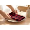 PurpleEssences Homestead Plaid Cloth Napkins – Mitered Corners – Spring Easter Summer – Check Dinner Napkin – Set of 12-100% Cotton – 18×18 Inch – Reusable Washable – Blue and White(Red Black)