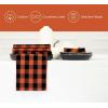 PurpleEssences Homestead Plaid Cloth Napkins – Mitered Corners – Spring Easter Summer – Check Dinner Napkin – Set of 12-100% Cotton – 18×18 Inch – Reusable Washable – Blue and White(Orange Black)