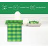 PurpleEssences Homestead Plaid Cloth Napkins – Mitered Corners – Spring Easter Summer – Check Dinner Napkin – Set of 12-100% Cotton – 18×18 Inch – Reusable Washable – Blue and White(St Patricks Green)