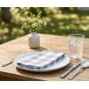 PurpleEssences Homestead Plaid Cloth Napkins – Mitered Corners – Spring Easter Summer – Check Dinner Napkin – Set of 12-100% Cotton – 18×18 Inch – Reusable Washable – Blue and White(Grey White)