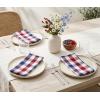 PurpleEssences Homestead Plaid Cloth Napkins – Mitered Corners – Spring Easter Summer – Check Dinner Napkin – Set of 12-100% Cotton – 18×18 Inch – Reusable Washable – Blue and White(4th of July Red White Blue)