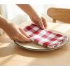 PurpleEssences Homestead Plaid Cloth Napkins – Mitered Corners – Spring Easter Summer – Check Dinner Napkin – Set of 12-100% Cotton – 18×18 Inch – Reusable Washable – Blue and White(Red White)