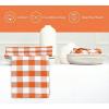 PurpleEssences Homestead Plaid Cloth Napkins – Mitered Corners – Spring Easter Summer – Check Dinner Napkin – Set of 12-100% Cotton – 18×18 Inch – Reusable Washable – Blue and White(Orange White)