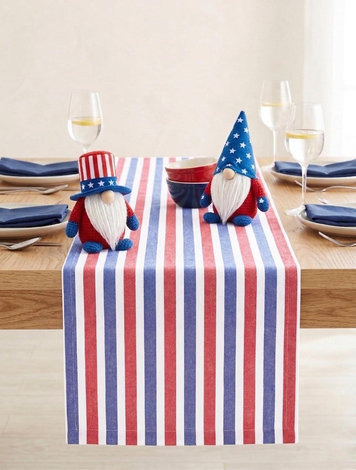 image:imagePurpleEssences French Striped Table Runner 90 inches Long Stripe Runner 14 x 90 Inch 100 Cotton Durable Washable Fabric for Spring Easter Summer Table Decor Blue and WhiteStripe 4th of July RedBlueWhite