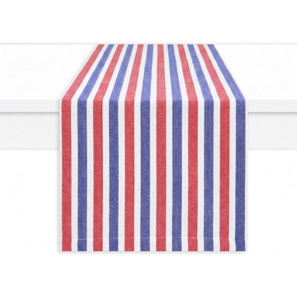 image:imagePurpleEssences French Striped Table Runner 90 inches Long Stripe Runner 14 x 90 Inch 100 Cotton Durable Washable Fabric for Spring Easter Summer Table Decor Blue and WhiteStripe 4th of July RedBlueWhite