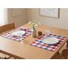 PurpleEssences Buffalo Plaid Placemats, Washable Spill Proof Double Layer Woven Checkered placemat for Dining Table and Kitchen – Spring Easter Summer – 13×19 Inch – Set of 4 – Blue and White(4th of July Red Blue and White)
