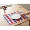 PurpleEssences Buffalo Plaid Placemats, Washable Spill Proof Double Layer Woven Checkered placemat for Dining Table and Kitchen – Spring Easter Summer – 13×19 Inch – Set of 4 – Blue and White(4th of July Red Blue and White)
