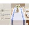 PurpleEssences French Striped Table Runner 90 inches Long Stripe Runner 14 x 90 Inch 100% Cotton – Durable Washable Fabric for Spring Easter Summer Table Decor – Blue and White(French Stripe – Blue/White)