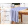 PurpleEssences French Striped Table Runner 90 inches Long Stripe Runner 14 x 90 Inch 100% Cotton – Durable Washable Fabric for Spring Easter Summer Table Decor – Blue and White(Stripe – Blue/White)