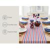 PurpleEssences French Striped Table Runner 90 inches Long Stripe Runner 14 x 90 Inch 100% Cotton – Durable Washable Fabric for Spring Easter Summer Table Decor – Blue and White(Stripe – 4th of July Red/Blue/White)