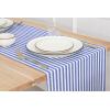 PurpleEssences French Striped Table Runner 90 inches Long Stripe Runner 14 x 90 Inch 100% Cotton – Durable Washable Fabric for Spring Easter Summer Table Decor – Blue and White(Stripe – Blue/White)