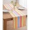 PurpleEssences French Striped Table Runner 90 inches Long Stripe Runner 14 x 90 Inch 100% Cotton – Durable Washable Fabric for Spring Easter Summer Table Decor – Blue and White(Stripe – Multi Colour)