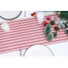 PurpleEssences French Striped Table Runner 90 inches Long Stripe Runner 14 x 90 Inch 100% Cotton – Durable Washable Fabric for Spring Easter Summer Table Decor – Blue and White(Homestead Stripe – Red with White Stripes)