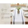 PurpleEssences French Striped Table Runner 90 inches Long Stripe Runner 14 x 90 Inch 100% Cotton – Durable Washable Fabric for Spring Easter Summer Table Decor – Blue and White(French Stripe – Grey/White)