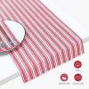 PurpleEssences French Striped Table Runner 90 inches Long Stripe Runner 14 x 90 Inch 100% Cotton – Durable Washable Fabric for Spring Easter Summer Table Decor – Blue and White(Homestead Stripe – Red with White Stripes)