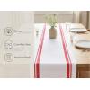PurpleEssences French Striped Table Runner 90 inches Long Stripe Runner 14 x 90 Inch 100% Cotton – Durable Washable Fabric for Spring Easter Summer Table Decor – Blue and White(French Stripe – Red/White)