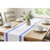 PurpleEssences French Striped Table Runner 90 inches Long Stripe Runner 14 x 90 Inch 100% Cotton – Durable Washable Fabric for Spring Easter Summer Table Decor – Blue and White(French Stripe – Blue/White)