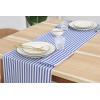 PurpleEssences French Striped Table Runner 90 inches Long Stripe Runner 14 x 90 Inch 100% Cotton – Durable Washable Fabric for Spring Easter Summer Table Decor – Blue and White(Stripe – Blue/White)