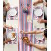 PurpleEssences French Striped Table Runner 90 inches Long Stripe Runner 14 x 90 Inch 100% Cotton – Durable Washable Fabric for Spring Easter Summer Table Decor – Blue and White(Stripe – 4th of July Red/Blue/White)