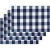 PurpleEssences Buffalo Plaid Placemats, Washable Spill Proof Double Layer Woven Checkered placemat for Dining Table and Kitchen – Spring Easter Summer – 13×19 Inch – Set of 4 – Blue and White(Blue and White)