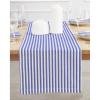 PurpleEssences French Striped Table Runner 90 inches Long Stripe Runner 14 x 90 Inch 100% Cotton – Durable Washable Fabric for Spring Easter Summer Table Decor – Blue and White(Stripe – Blue/White)