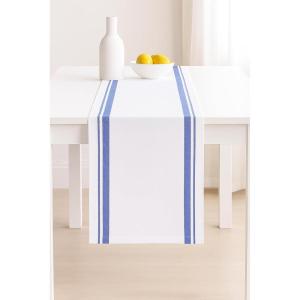 PurpleEssences French Striped Table Runner 90 inches Long Stripe Runner 14 x 90 Inch 100% Cotton – Durable Washable Fabric for Spring Easter Summer Table Decor – Blue and White(French Stripe – Blue/White)